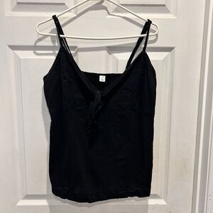 Old Navy Adjustable Strap Tank‎ Top Black Size Large Tie Front Elastic Back